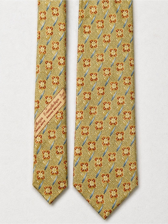 Ermenegildo Zegna Other - Ermenegildo Zegna 100% Silk Necktie Gold Geometric Leaves NWT Made in Italy